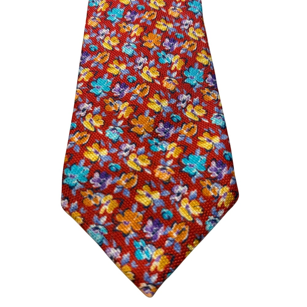 Daniel Cremieux Seven Fold Necktie Signature Collection Linen Silk Floral Luxury